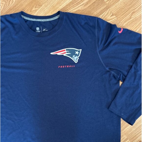 Nike NFL Onfield Patriots Shirt Dri-Fit Long Sleeve 2XL Blue - Picture 3 of 7